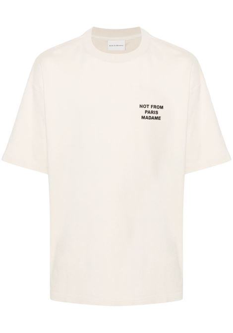 Beige slogan-print cotton T-shirt Drôle de monsieur - men